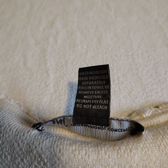 Womens Romantic Coquette Knit Cardigan Size M Cream Pearl Beaded Trim Open Front - Picture 5 of 7